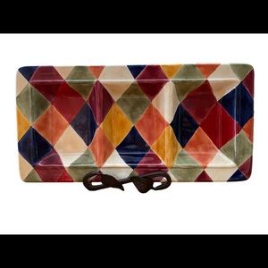 Ciao Artimino Harlequin Earthenware Three-Section Server